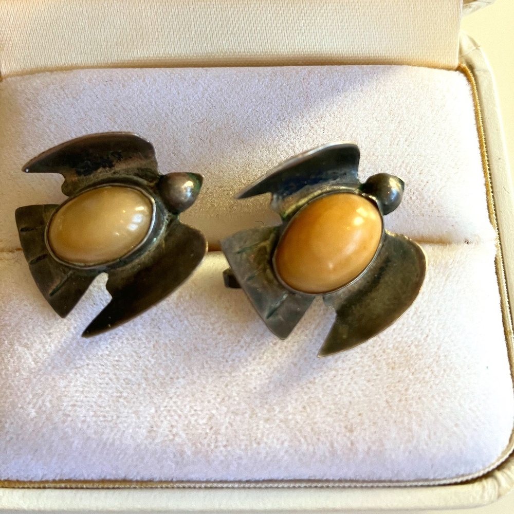 Vintage sterling bird earrings, screw backs